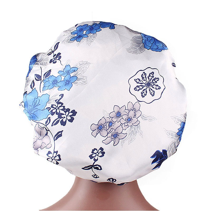 Satin Sleeping Bonnet Headscarf Hat Headwraps Women Curly Springy Hair Wrap Silk Shower Cap Head Scarf Headwear Night Sleep Hat Adjust Head Cover Styling Accessories Soft Elastic Band Wide-Brimmed