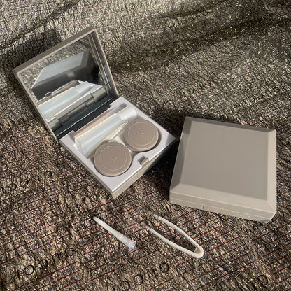 Contact Lenses Box With Mirror Travel Container Kit Cold Solid Color Mini Contact Lens Case Pocket Portable Easy Carry Make Up Beauty Pupil Storage
