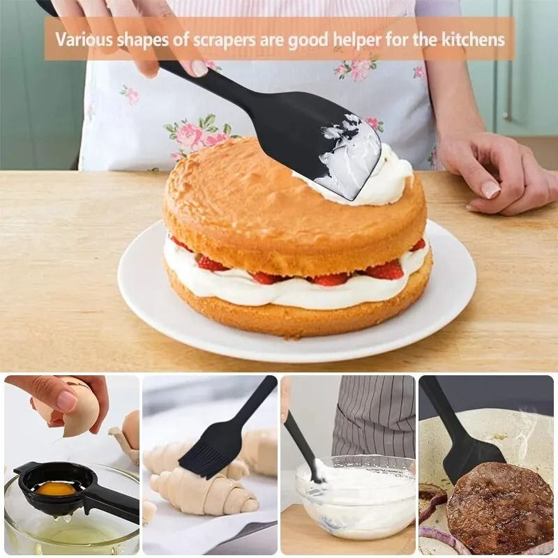 7 Pieces Silicone Spatula Set Food Grade Non Stick Heat Resistant Spatulas Turner for Cooking Baking Mixing Bakeware Tools Cooking Utensils