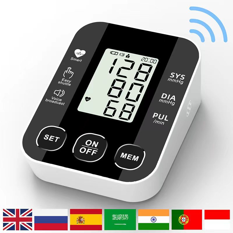 Blood Pressure Monitor Medically Accurate Upper Arm Cuff Digital Health Monitors Voice Broadcast Health Care Medical Equipment Measurement Tool LCD Digital Tonometer Sphygmomanometer
