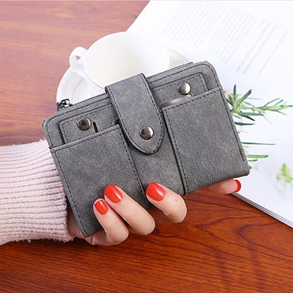 Women's stylish, frosted, flip-top, high-quality classic purse wallets is compact, delicate and practical