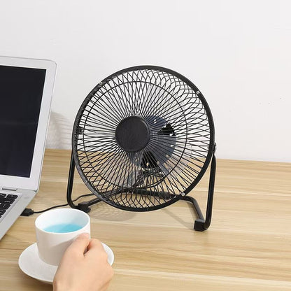 6 Inch Portable USB consumption small fan metal table fan 360° rotation mini fans desktop bass electric fandissipate heat Cooler Cooling Fan for students office workers for PC / Notebook Air cooled