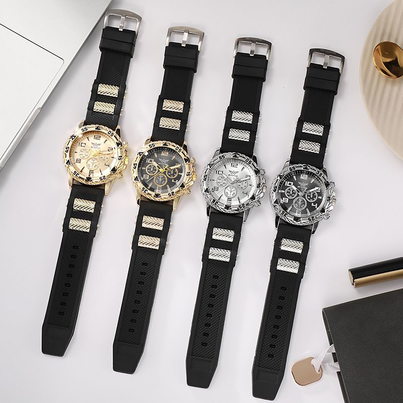 Fashion New Men's Silicone Tape Watch Blue Light Glass Men's Watch Hot Selling Quartz Watch Sports Large Dial Temperament Watch