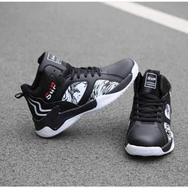 Men's Front Lace-Up Sports Outdoor Running Basketball Shoes High Top Fashion Casual Student Shoes Basketball