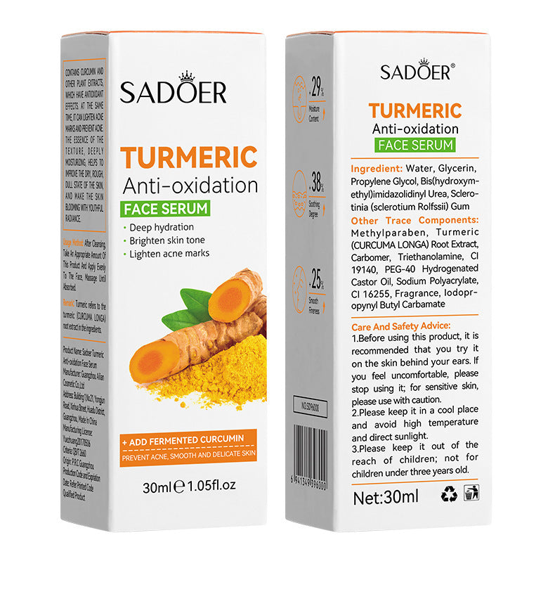 2 Pieces Tumeric Serum, Tumeric Face Serum (can Combine with Vitamin C Serum) for Deep Skin Hydrating Formula, c Skin Moistening, Moisturizer, Fade Dark Spots, Lighten Acne marks, 2 pieces 30ml