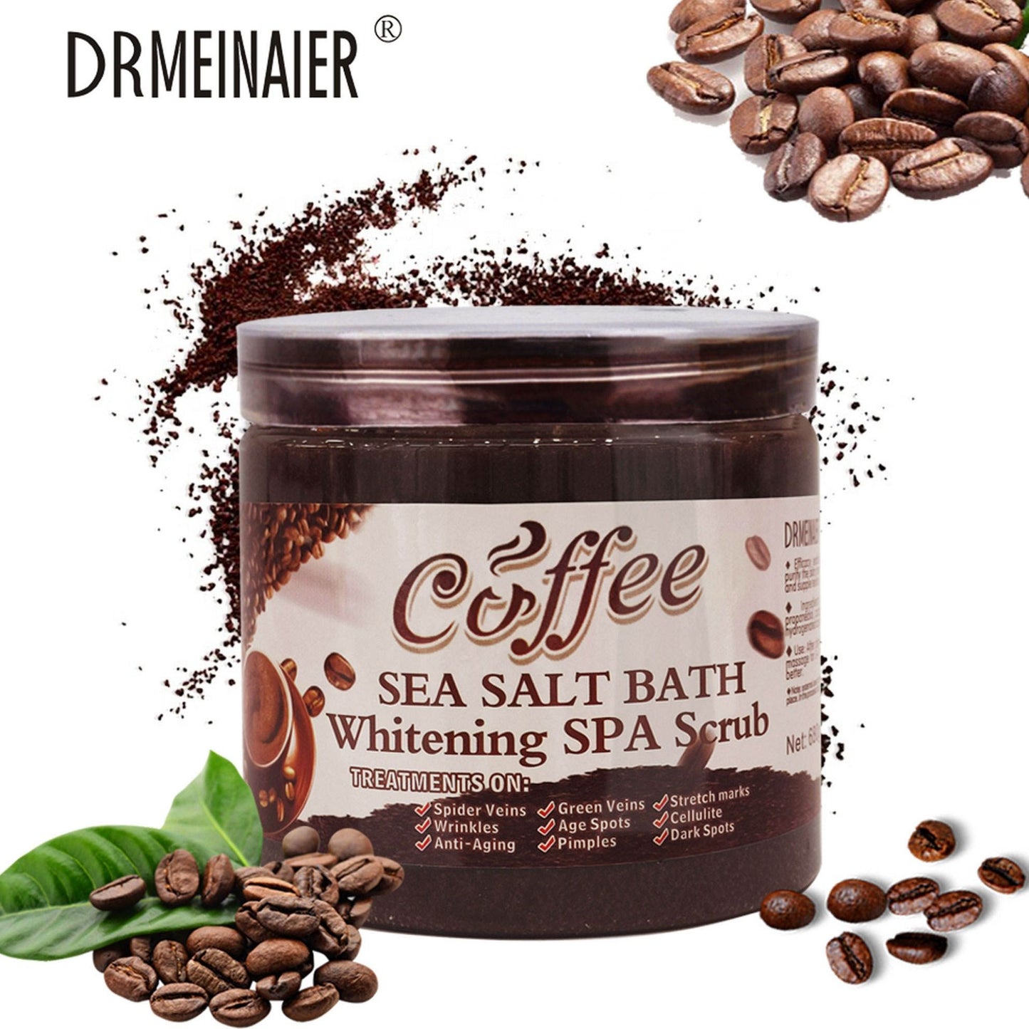 Coffee Sea Salt Bath Brightening & Whitening SPA Scrub Exfoliating Face Body Dead Skin - Dr Meinaier