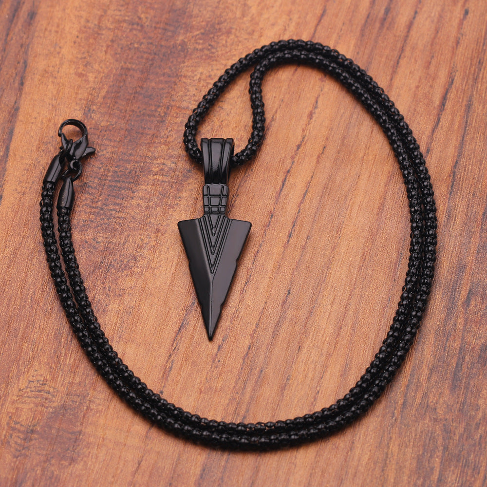 Men's Design Matte Black Long Necklace With Arrow Pendant Jewelry Chain Hip Hop Jewellery One Size Black Long Necklace Men's Fashion Brand Versatile Sweater Chain Women's Hip-hop Pendant Small crowd
