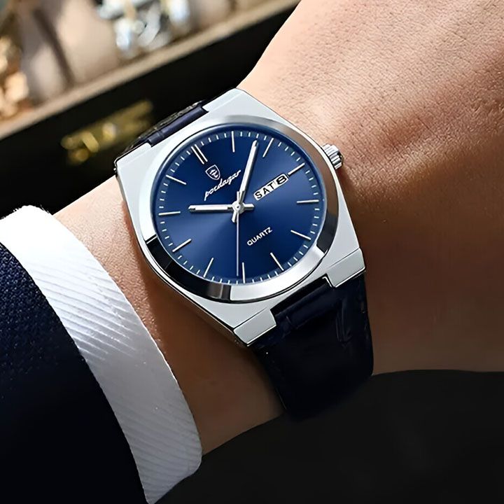 POEDAGAR Men Watches Luminous Calendar Watch Top Brand Business Style Men's Wristwatch Leather Belt Waterproof Quartz Watch For Man Wrist Watch Clock Quartz Full-automatic Men Watches