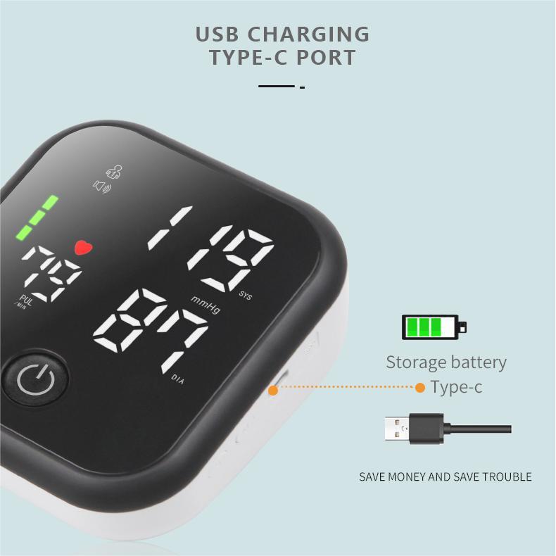 New Arrival Automatic Digital Upper Arm Blood Pressure Monitor Sphygmomanometer Tonometer Tensiometer Heart Rate Pulse Meter Intelligent Pressure BP Monitor 99*2 sets Memory for 2 Users