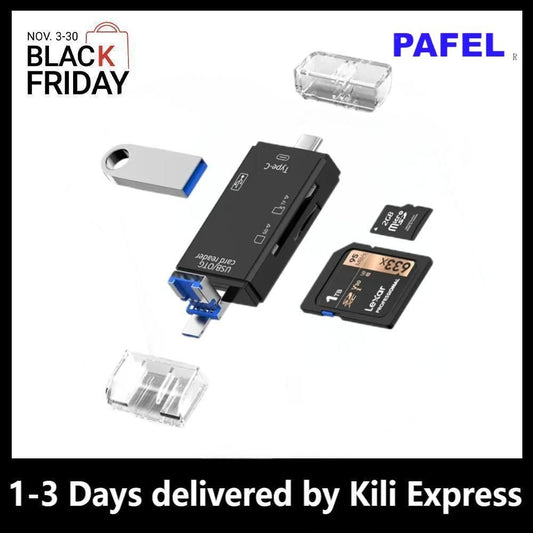 PAFEL 6 in 1 OTG Type C Card Reader USB 2.0 TF Micro SD Smart Memory Flash Drive Adapter Micro Phone Accessories Multifunction Card Reader