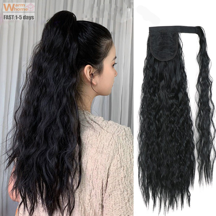 Premium 24inch Ponytail Hair Extension Corn Curly Wave Long Curly Wigs for Black Women Curly Hair Ladies Wig Hairs Girls First Hair