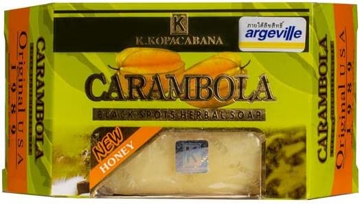 4 Packs Carambola Black Spots Herbal Soap With Honey for Removing Pimples & Blackheads Cleansing Nourishing Bar Bathing Organic Anti Ageing Full Body Natural Deep Cleaning Fruit Fragrance 120g