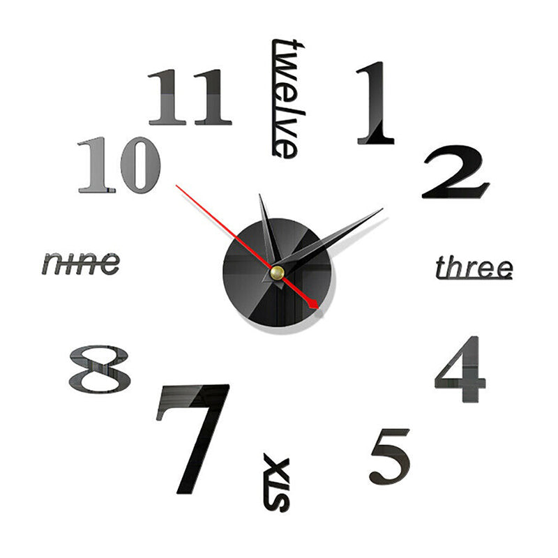 Wall Clock Living Room DIY 3D Home Decoration Mirror Art Design, DIY Wall Clock 3D Mirror Surface Sticker Home Office Decor Clock
