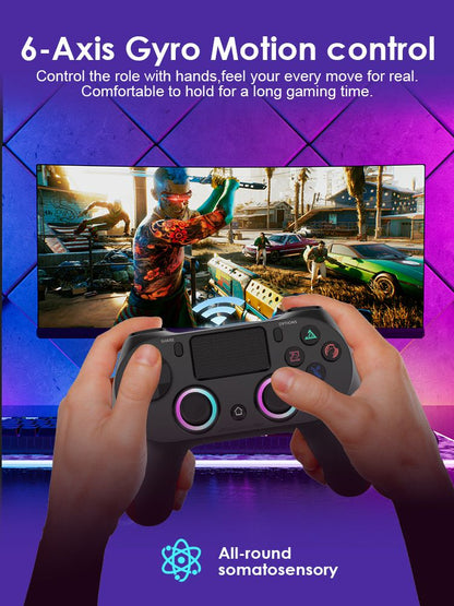 P4 Game Controller Wireless Bluetooth PC Joystick Six-axis Dual Four-vibration Gamepad Console With Light Game Console Game Pad For Android IOS Phone PC Tablet TV Box Game Accessories