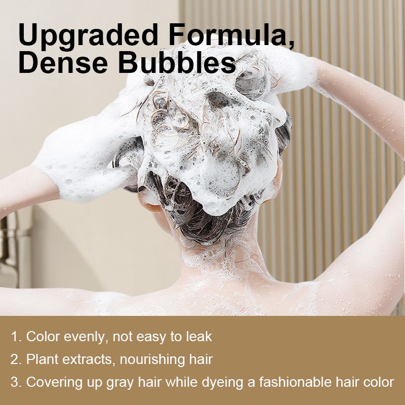 500ml Quick Organic Hair Color Shampoo - Dark Hair Dye with Plant Essence, Covers Gray (Black, Coffee, Deep Coffee)