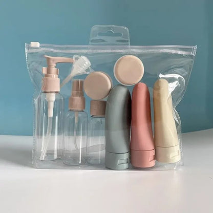 11pcs Travel Bottles Set With Storage Bag Travel Size Empty Liquid Cream Lotion Containers Fine Mist Spray Bottle Squeeze Tubes Cosmetic Storage Box