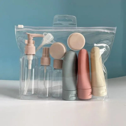 11pcs Travel Bottles Set With Storage Bag Travel Size Empty Liquid Cream Lotion Containers Fine Mist Spray Bottle Squeeze Tubes Cosmetic Storage Box