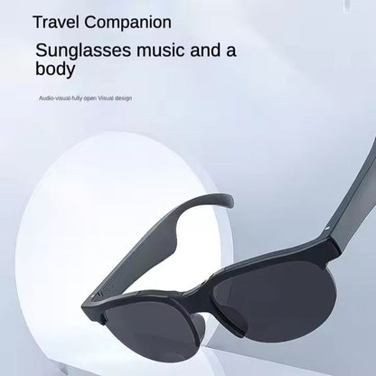 Smart Glasses 150 Languages Real-time AI Translation, Binaural Wireless Stereo Smart Bluetooth Headset Glasses with Wireless HD Sun Protection Sunglasses for Outdoor Sports, Running and Cycling