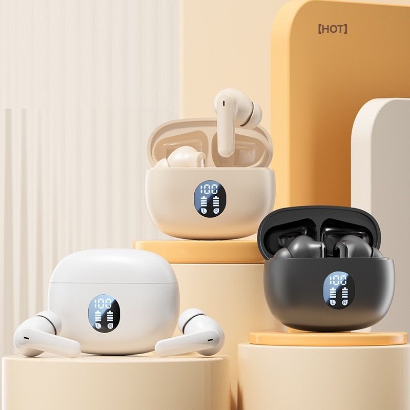 Wireless Earbuds Bluetooth Earphones HiFi Ear Buds Bass Stereo Bluetooth Headphones with ENC Noise Cancelling Mic IP7 Waterproof in Ear LED Display Charging Case Ear Buds for Pad Workout Sports