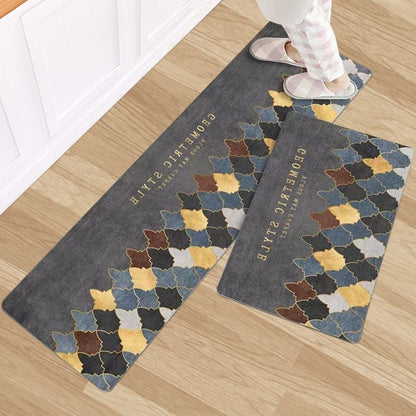 2PCS Set Kitchen Rug Set Non Slip Kitchen Mat Rubber Bedroom Living Room Long Bedside Area Rug Doormat Runner Rug Set Floor Carpet Household Carpet Home Decor