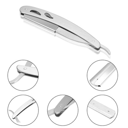 Stainless Steel Folding Knife With 10 Blades Barber Hair Removal Kit Clipper Men's Straight Hairdresser Razor Hair Removal Shaving Armpit Hair Pubic Hair Folding Razor Hair Removal Tool