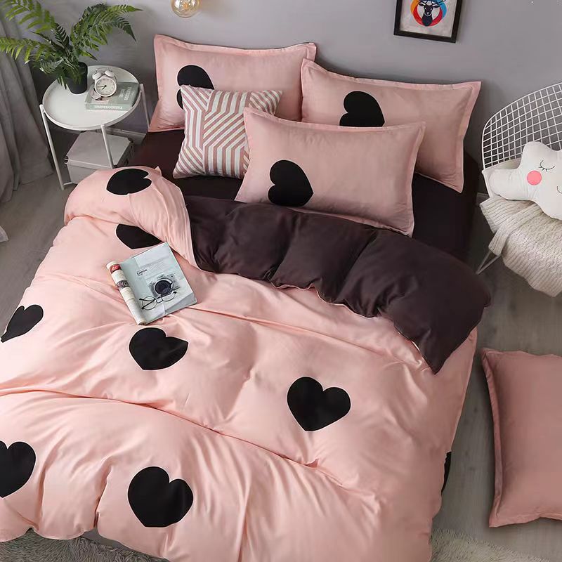 Heart Printing 4in1 Bedding sets & accessories Duvet Cover （1 quilt cover +1 bed sheet +2 Pillowcase ）without duvet And Pillow insert