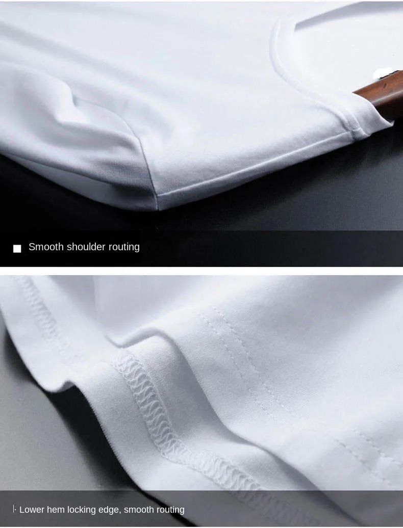 2PC Size M -2XL white+black men's short sleeve clothing boys casual round neck T-shirt youth tops students half sleeve slim clothes