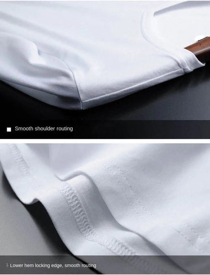 2PC Size M -2XL white+black men's short sleeve clothing boys casual round neck T-shirt youth tops students half sleeve slim clothes