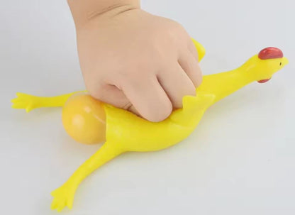 1pc Funny Squeeze Chicken Laying Egg Keychain Anti-Stress Tricky Toys Gag Children's Gift