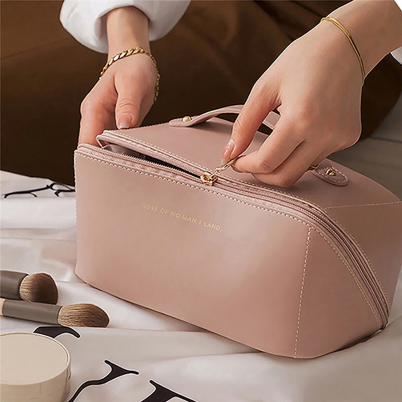 Large-Capacity Travel Cosmetic Bag Portable PU Makeup Bag/Box Pouch Women Waterproof Bathroom Washbag Multifunctional Toiletry Kit Storage Box