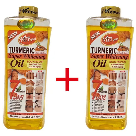 VEET GOLD Turmeric Supper Whitening Oil 1000ml Clears Knuckles Removes Dirt & Impurities Super Whitening Clears Dark Thighs Anti Dark Spots Body Oil 1000ml