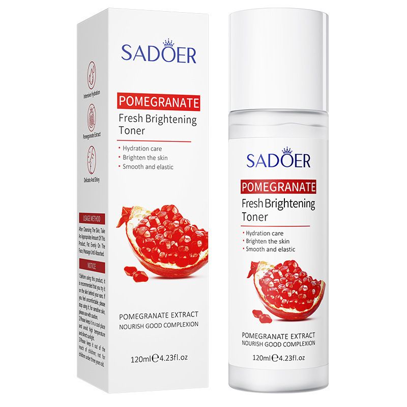SADOER 8PCS Skin Care Set Pomegranate Fresh Whitening Brightening Face Toner + Face Cleanser + Face Serum + 5PCS Face Mask