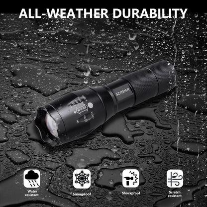 LED Emergency Handheld Flashlight with Adjustable Focus, Water Resistant, 5 Modes, Best Tactical Flashlight for Emergency, Camping and Fishing