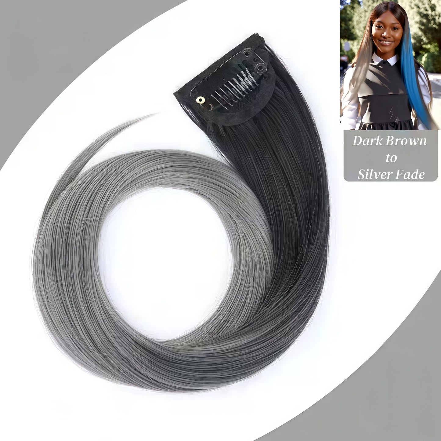 Synthetic Fiber Clip-in Underlight Extensions | Damage-Free Gradient Hair & Social-Ready Style (Church Ready, Smoky Blue Gradient, 20 Inch, Lightweight, Daily/Professional Use)