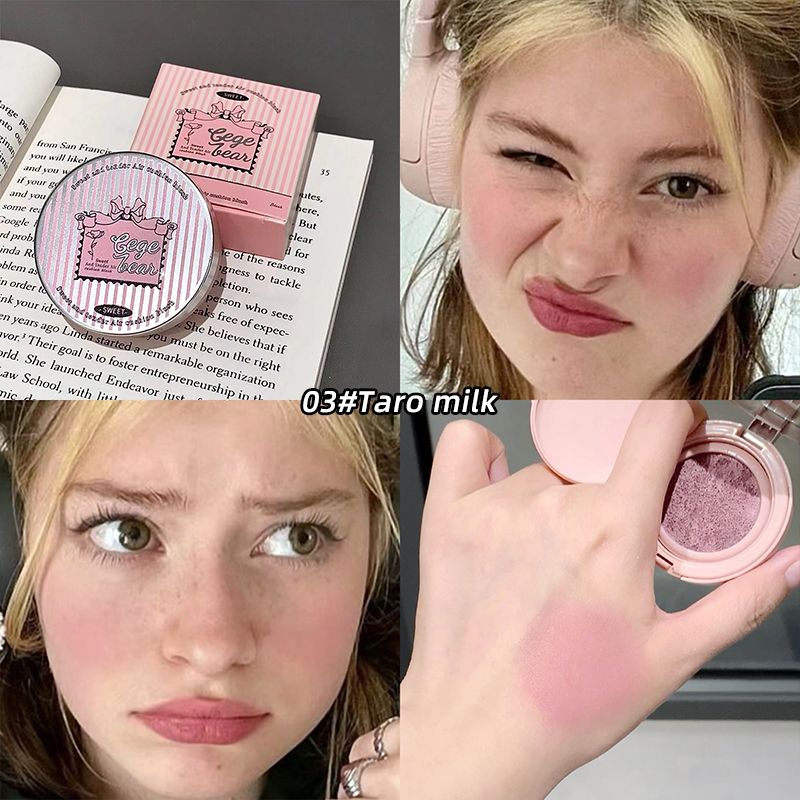 Sweet color transparent and tender air cushion powder blusher cream matte natural brightening beauty repair girl vitality sense monochrome rouge