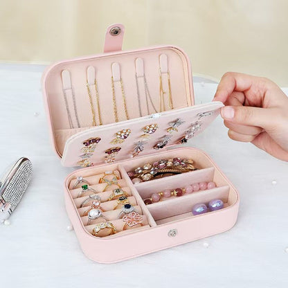 New Portable Jewelry Box Travel Organizer Jewelry Case PU Leather Storage Box Earrings Necklace Ring Jewelry Organizer Display