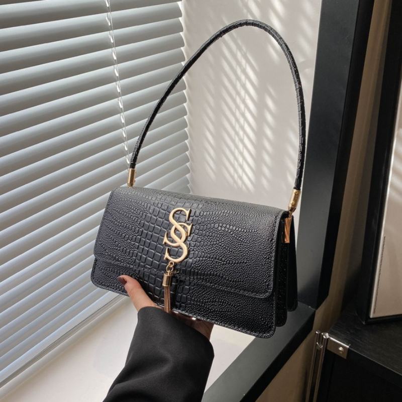 Mateamoda Sophisticated Croc-Embossed Shoulder Bag Underarm Handbag