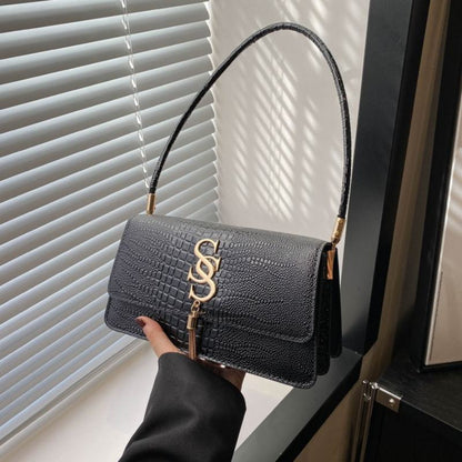 Mateamoda Sophisticated Croc-Embossed Shoulder Bag Underarm Handbag