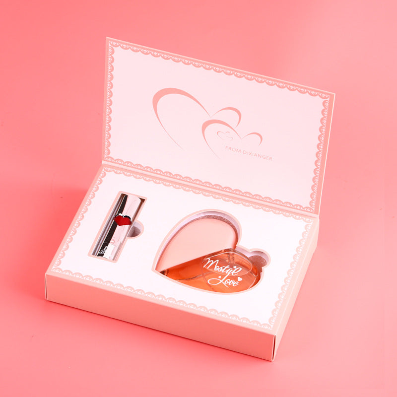 Valentine's Day Gift Perfume Lipstick Set Gift Box Love Shape Lasting Fragrance Valentine Gift
