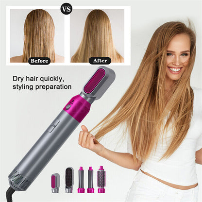 5 In 1 Hair Dryer Comb One Step Multi Functional Hair Curling Styling Straightener Hair Roller Comb Hot Air Styler Hair Curler Electric Air Iron Wand Brush