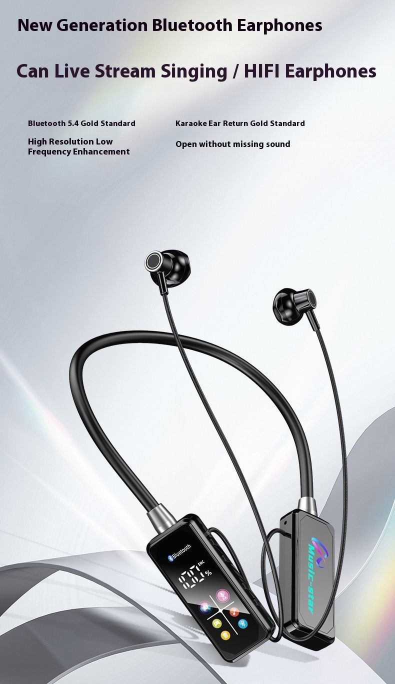 Sports Earphones Two Ears in-ear Wireless Bluetooth Earpods Neckband Earphones Earbuds Ultra-Long Standby Ear Return Monitoring Card Plug-in Noise Reduction Comfortable And Stylish High Quality