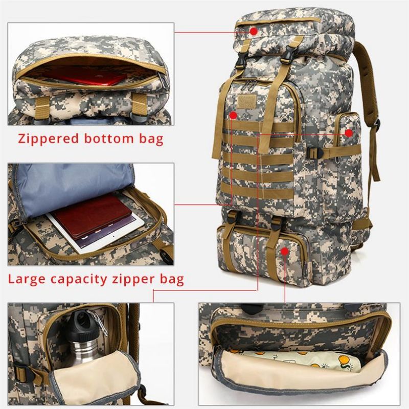 Travel Large Capacity Camo Mountaineering Multi-Functional Camping Hiking Sports Backpack
