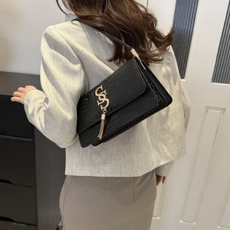 Mateamoda Sophisticated Croc-Embossed Shoulder Bag Underarm Handbag