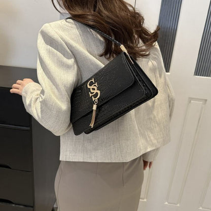 Mateamoda Sophisticated Croc-Embossed Shoulder Bag Underarm Handbag