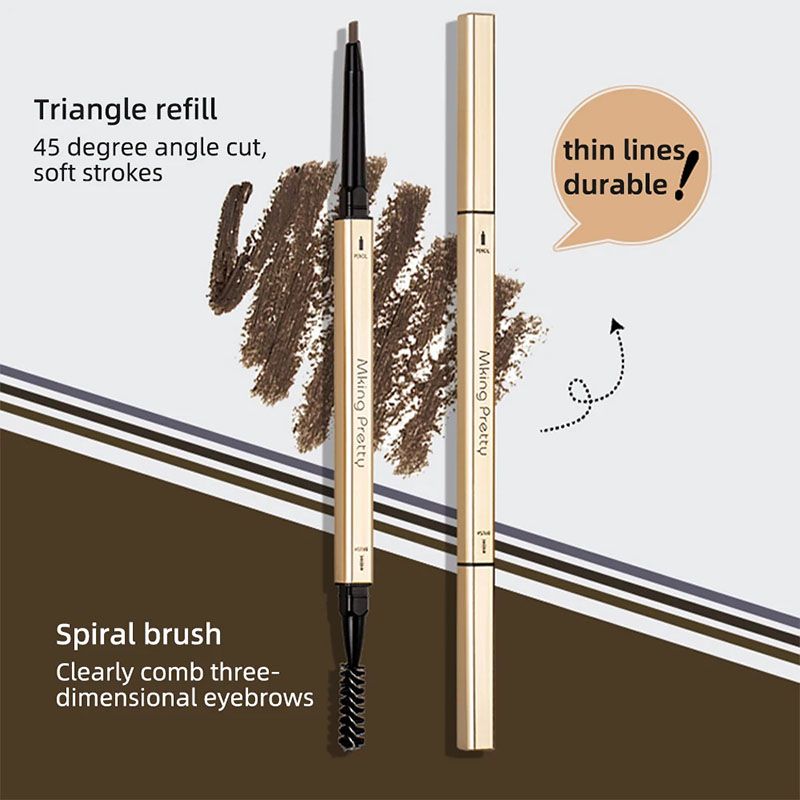 Double Head Eyebrow Pencil Super Fine Natural Long Lasting Waterproof Professional Brow Pen Eye Makeup Tattoo Eyebrow Pencil Brow Tattoo Pen Paint Makeup Eyebrows