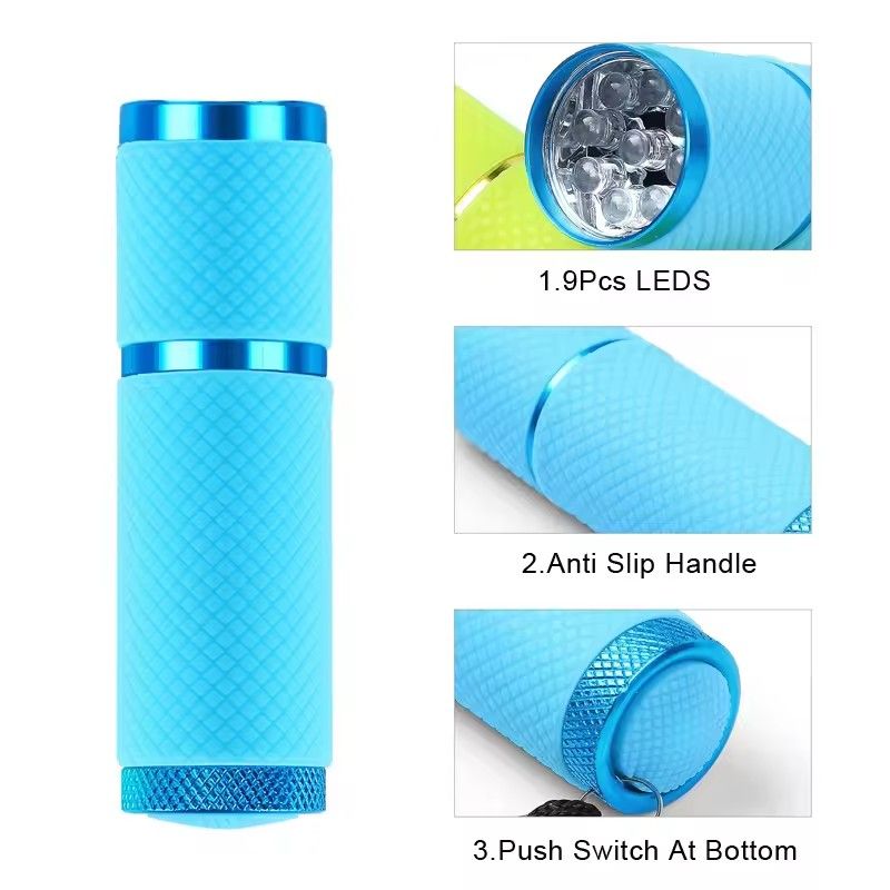 Portable Mini Flashlight Nail Lamp with 9 Lamp Beads for Quick-Drying Nail Polish Gel and Phototherapy