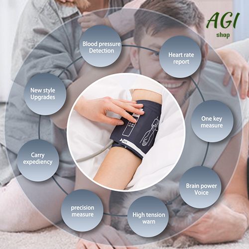 Upper Arm Blood Pressure Monitor Voice Broadcast Measurement Tool Portable LCD Digital Tonometer Sphygmomanometer Tensiometer Heart Rate Pulse Meter Health Care BP Monitor