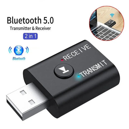 2 In1 USB Wireless Bluetooth Adapter 5.0 Transmitter Bluetooth for Computer TV Laptop Speaker Headset Adapter Bluetooth Receiver USB Music Dongle Adapter For Car Speaker PC