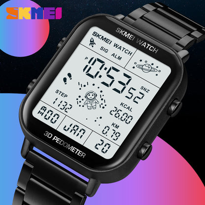 Skmei Men Watches Top Brand Original Men's Watches Multifunctional Walking Steel Strap Men's Electric Watch Sports Calorie Calculation Men's Wristwatch Male Wrist Watch