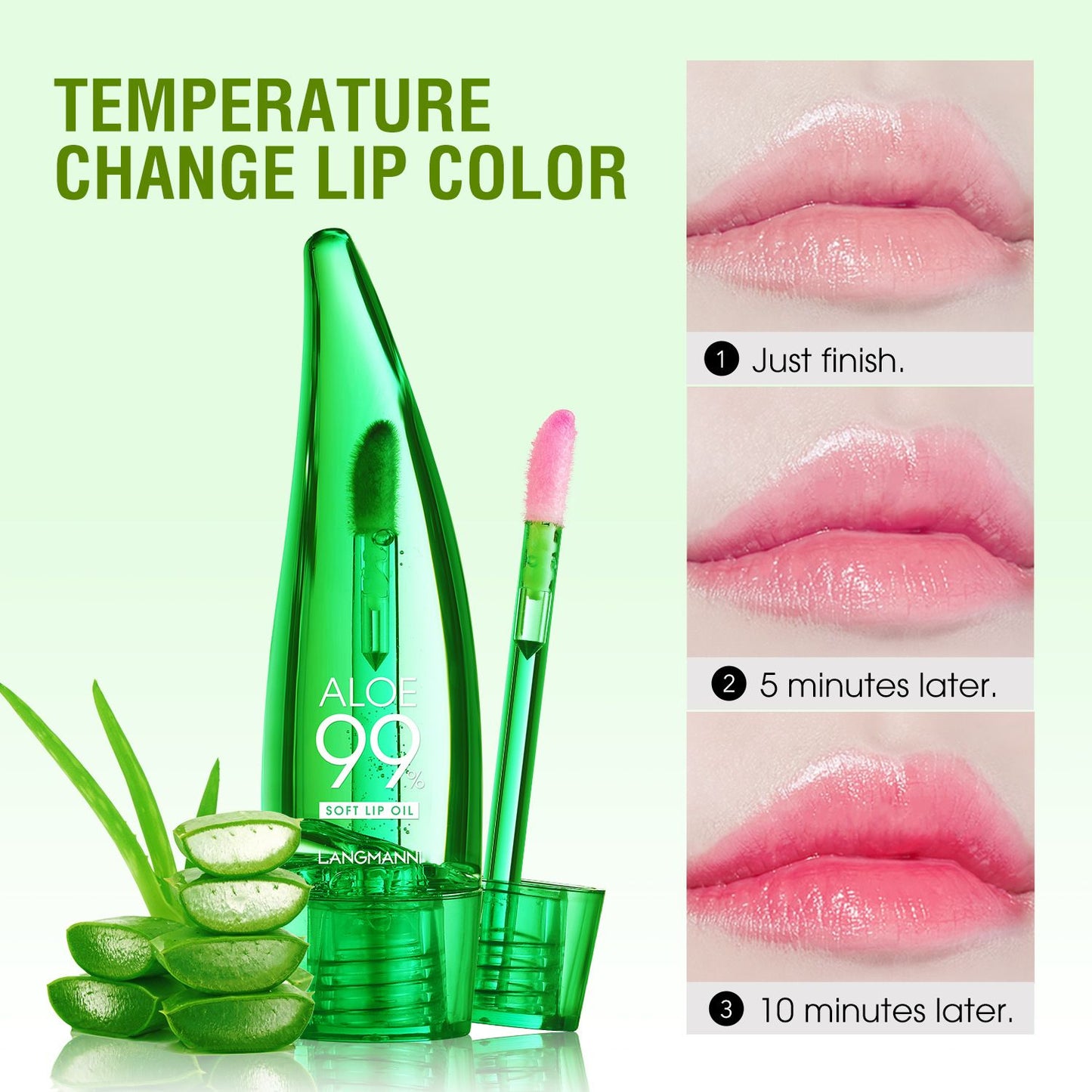 Natural Aloe Lipstick Lip Tint Long Lasting Waterproof Moisturizing Nourishing Color Lip Gloss Changeable Color Lip Oil Lip Balm